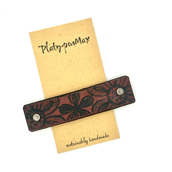 Red & Black Boho Flowers Barrette