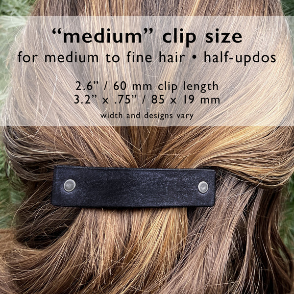 Wildflowers Rustic Stamped Leather Hair Barrette - Gold, Pink & Blue