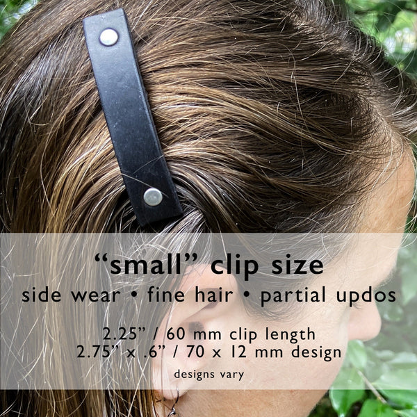 Purple and Silver Spirals Embossed Leather Hair Clip Barrette
