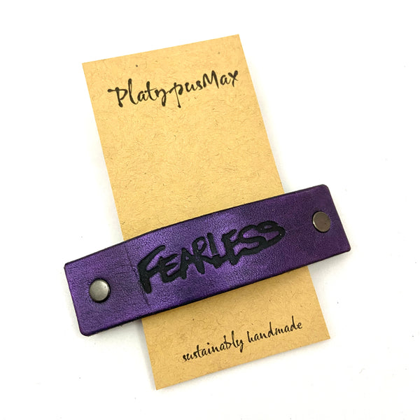 FEARLESS One Word Caption / Message Hair Clip Barrette