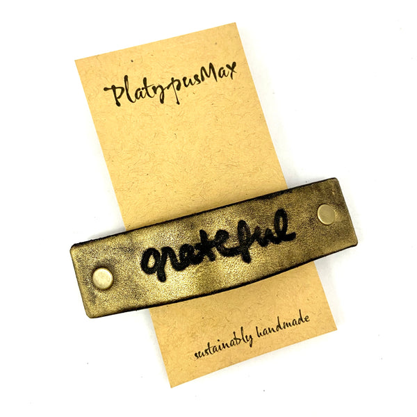 GRATEFUL One Word Caption / Message Hair Clip Barrette