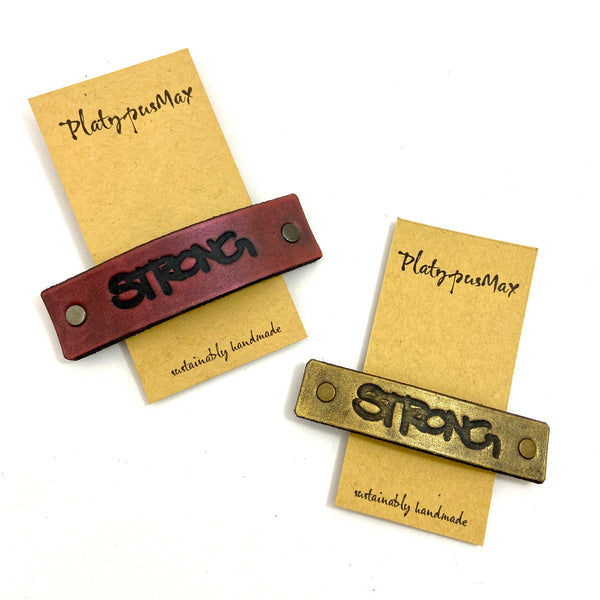 STRONG One Word Caption / Message Hair Clip Barrette