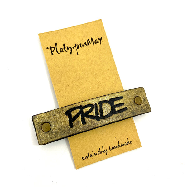 PRIDE One Word Caption for for LGBTQIA+ Diversity / Stamped Hair Clip Barrette