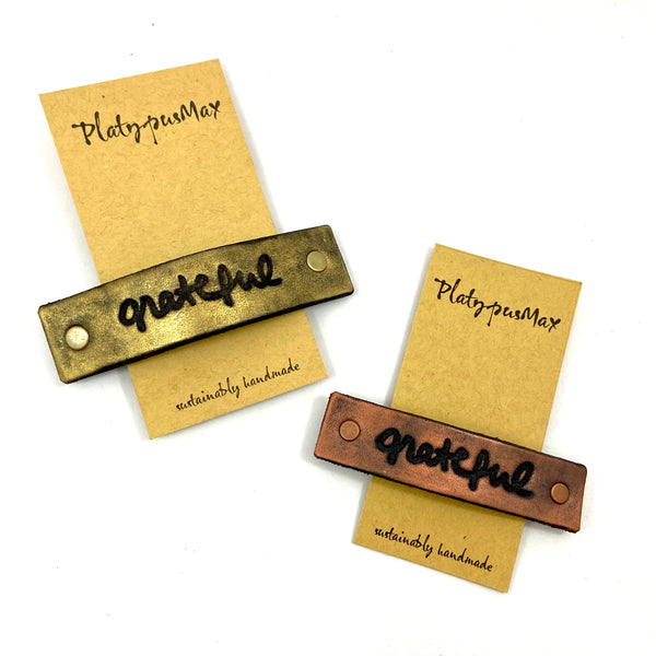 GRATEFUL One Word Caption / Message Hair Clip Barrette
