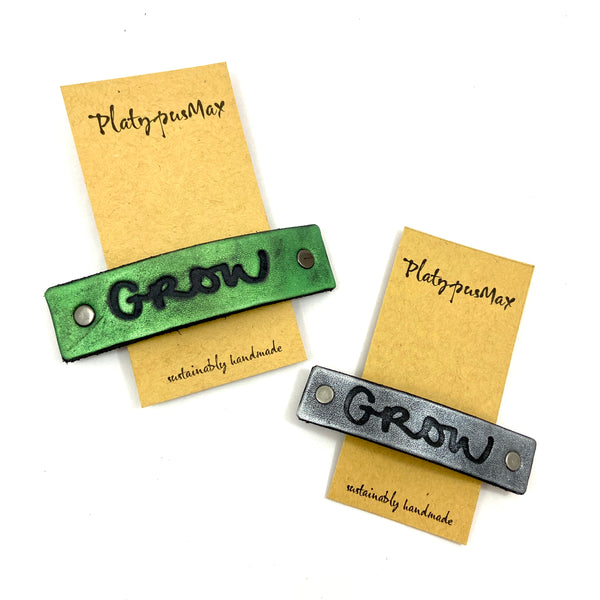 GROW One Word Caption / Message Hair Clip Barrette