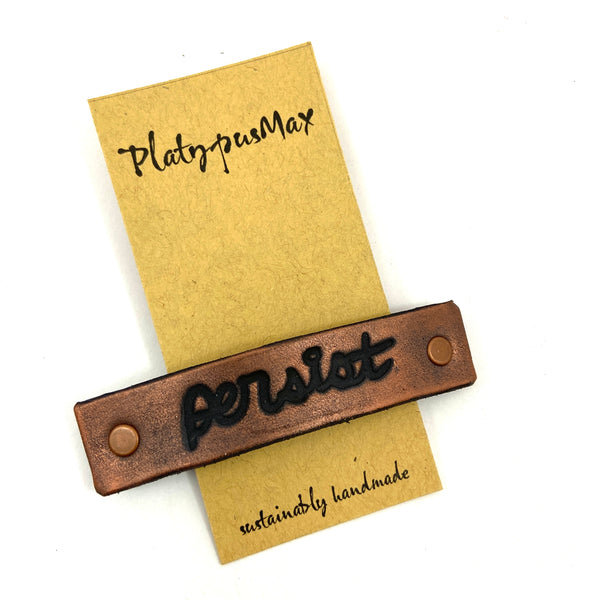 PERSIST One Word Caption / Message Hair Clip Barrette