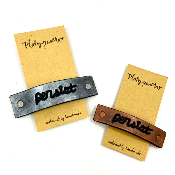 PERSIST One Word Caption / Message Hair Clip Barrette