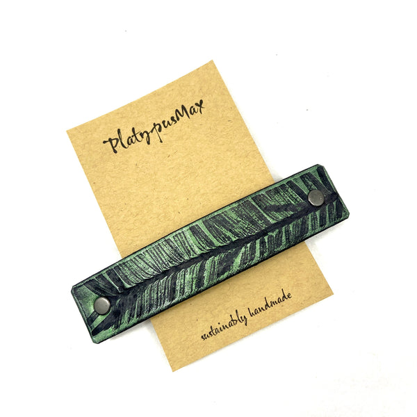 Natural Pine Branch Leather Hair Barrette