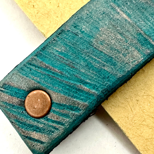 Antique Copper / Turquoise White Pine Needle Fan Barrette