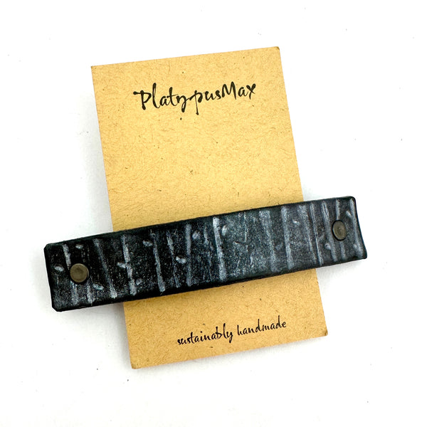 Silver Birch Trees Leather Hair Barrette