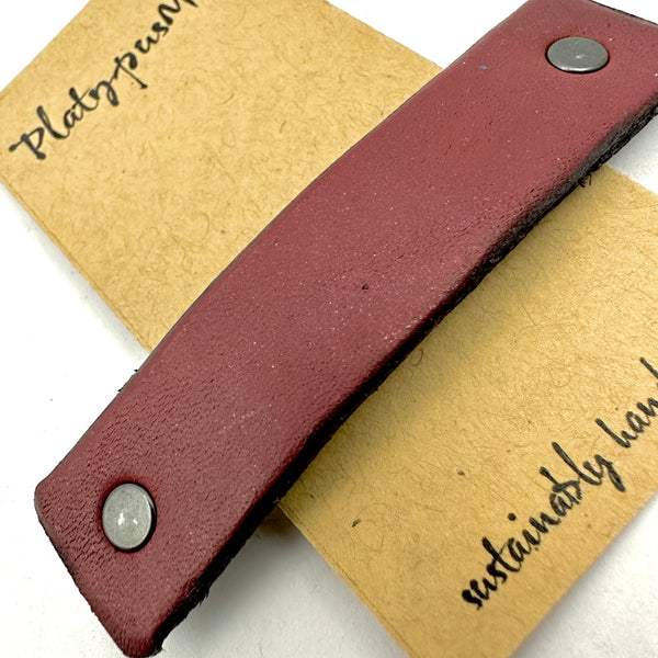 Solid Red Leather Barrette