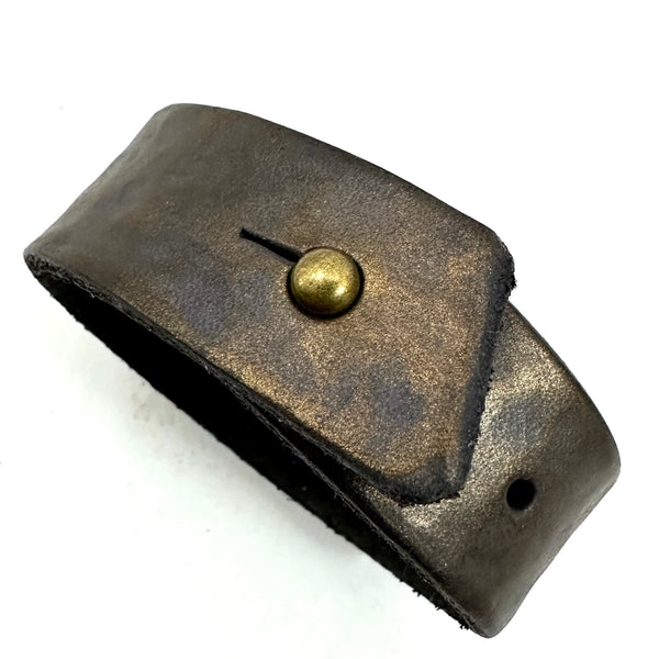 Hammered Oil Rubbed Bronze / Antique Copper Leather Cuff Bracelet