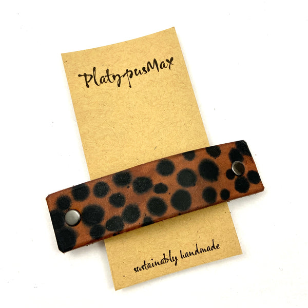 Rustic Leopard Spots Leather Hair Barrette