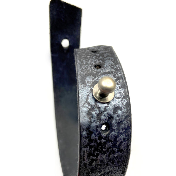Oxidized Silver and Black Leather Mandala Cuff Bracelet - Platypus Max