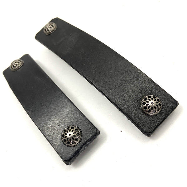 Black Barrette with Fancy Silver Filagree Studs