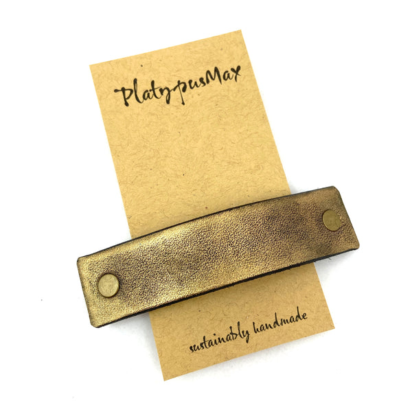 Solid Gold Leather Eco Barrette