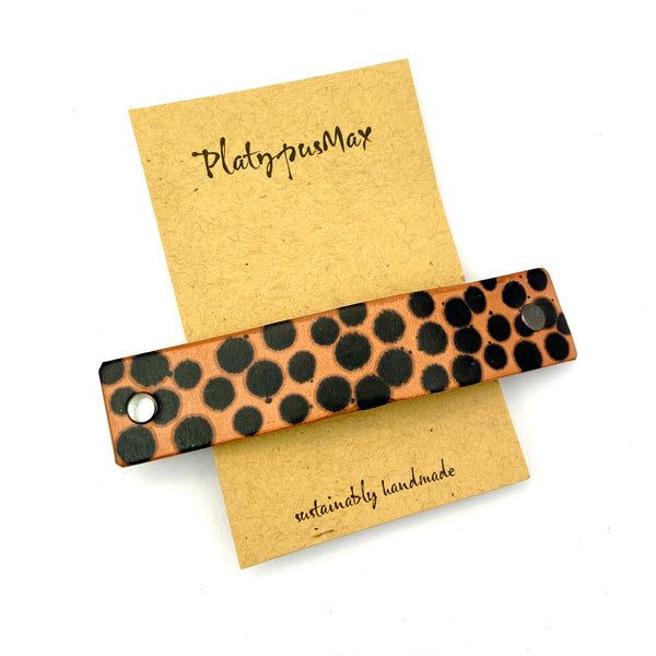 Rustic Leopard Spots Leather Hair Barrette