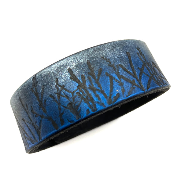 Shimmery Blue and Silver Forest Trees Cuff Bracelet - Platypus Max