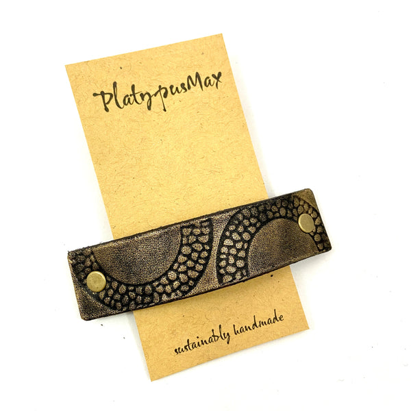 Rustic Gold / Antique Brass Geometric Half Circles Hair Barrette