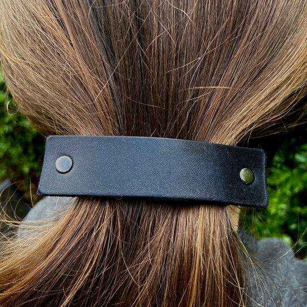 The Minimalist: Basic Black Leather Eco Barrette