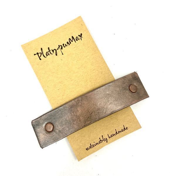 Espresso Bronze & Copper Basic Leather Barrette - Gender-Neutral Design