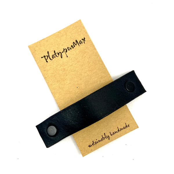 The Minimalist: Basic Black Leather Eco Barrette