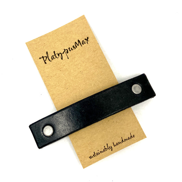 The Minimalist: Basic Black Leather Eco Barrette