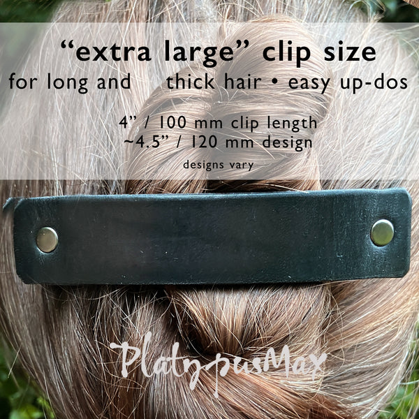 Black Barrette with Rustic Bronze Textured Studs