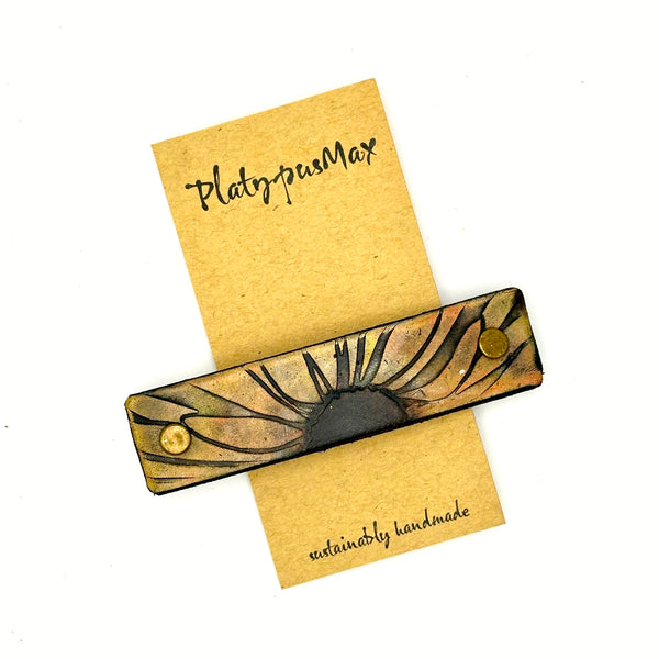 Sunflower Leather Hair Barrette