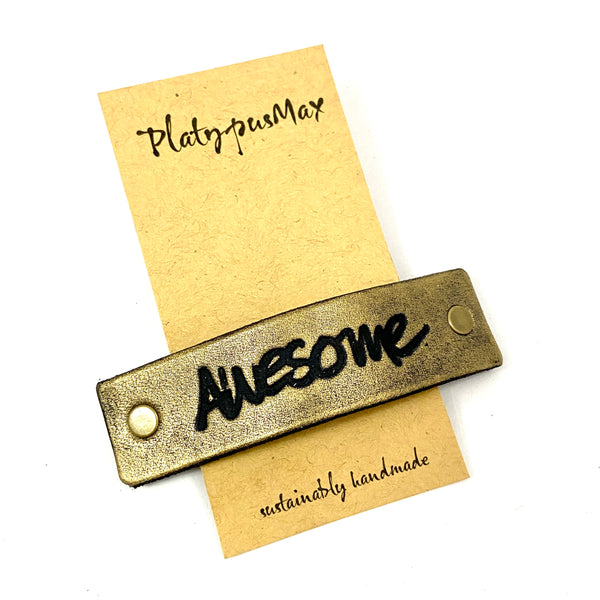 AWESOME One Word Caption / Message Hair Clip Barrette