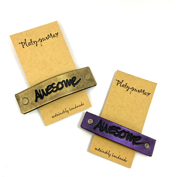 AWESOME One Word Caption / Message Hair Clip Barrette
