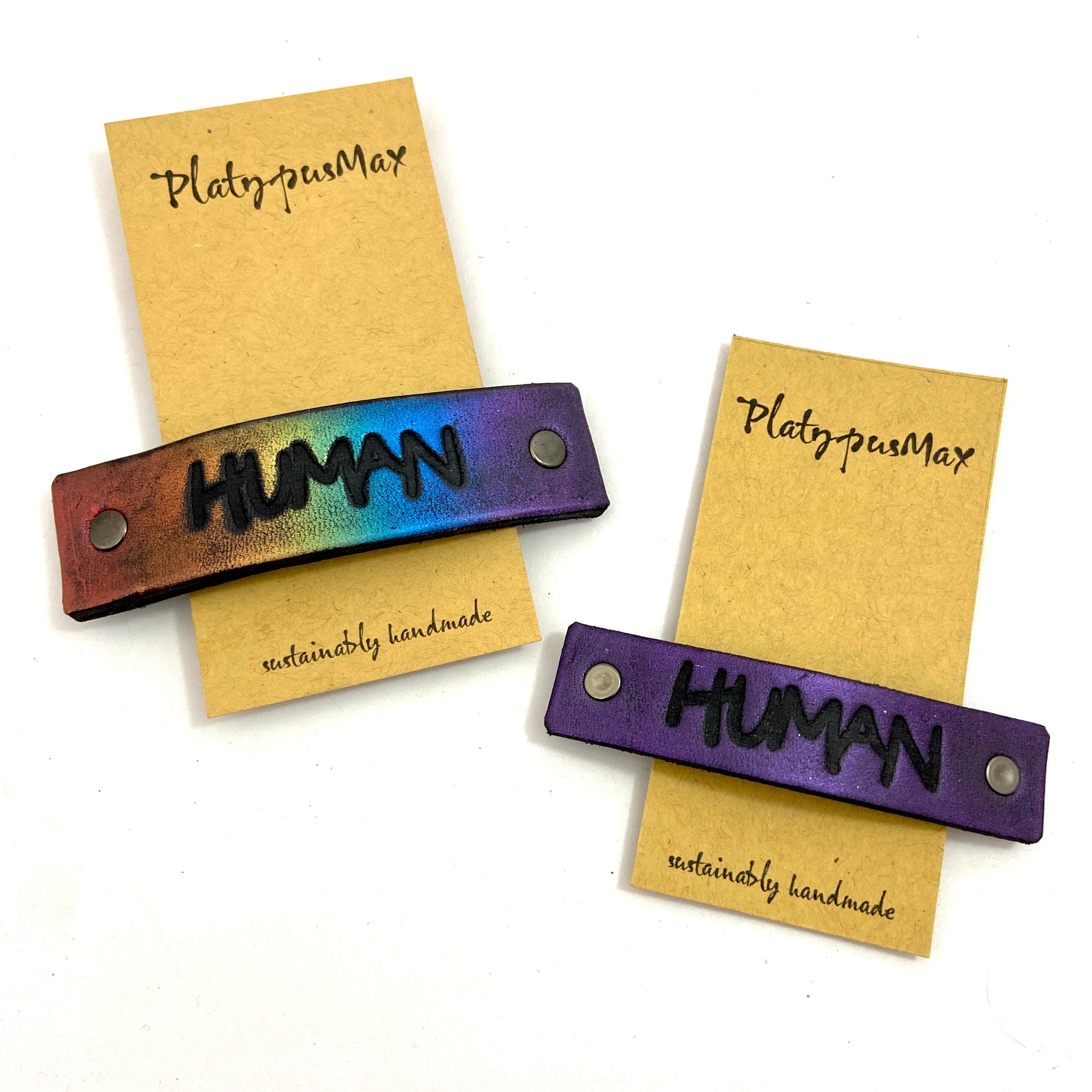 HUMAN One Word Caption for Diversity & Pride / Stamped Hair Clip Barrette