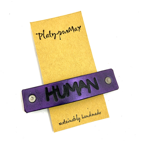 HUMAN One Word Caption for Diversity & Pride / Stamped Hair Clip Barrette