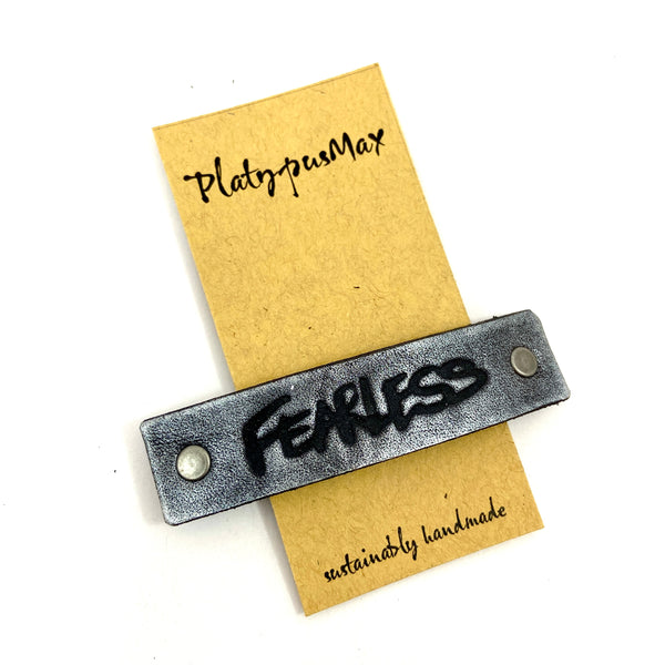 FEARLESS One Word Caption / Message Hair Clip Barrette