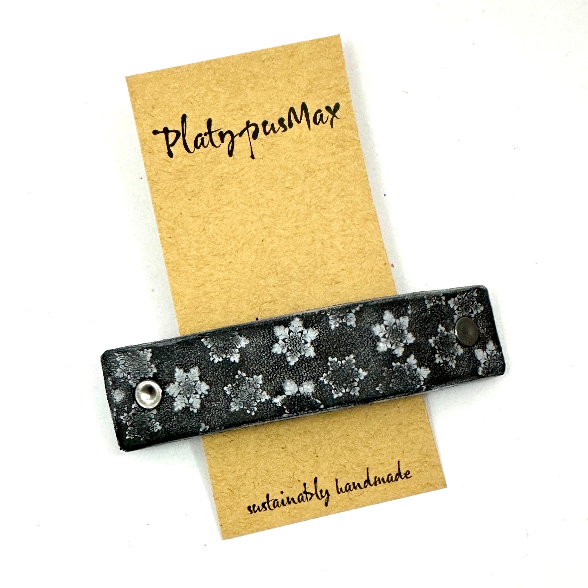 Black and White Stamped Snowflakes Barrette
