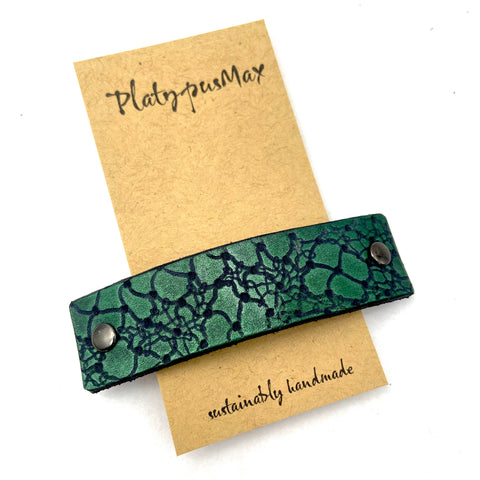 Green Dragon Scales Leather Hair Barrette