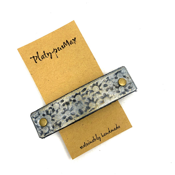 Gold Daisy Prints Rustic Stamped Leather Hair Barrette