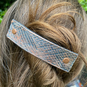 Bronze Weave Textured Leather Hair Barrette