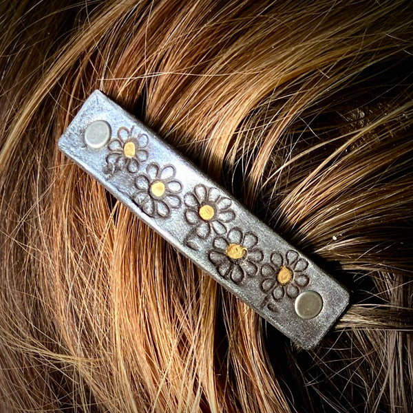 Silver Daisies Hair Clip