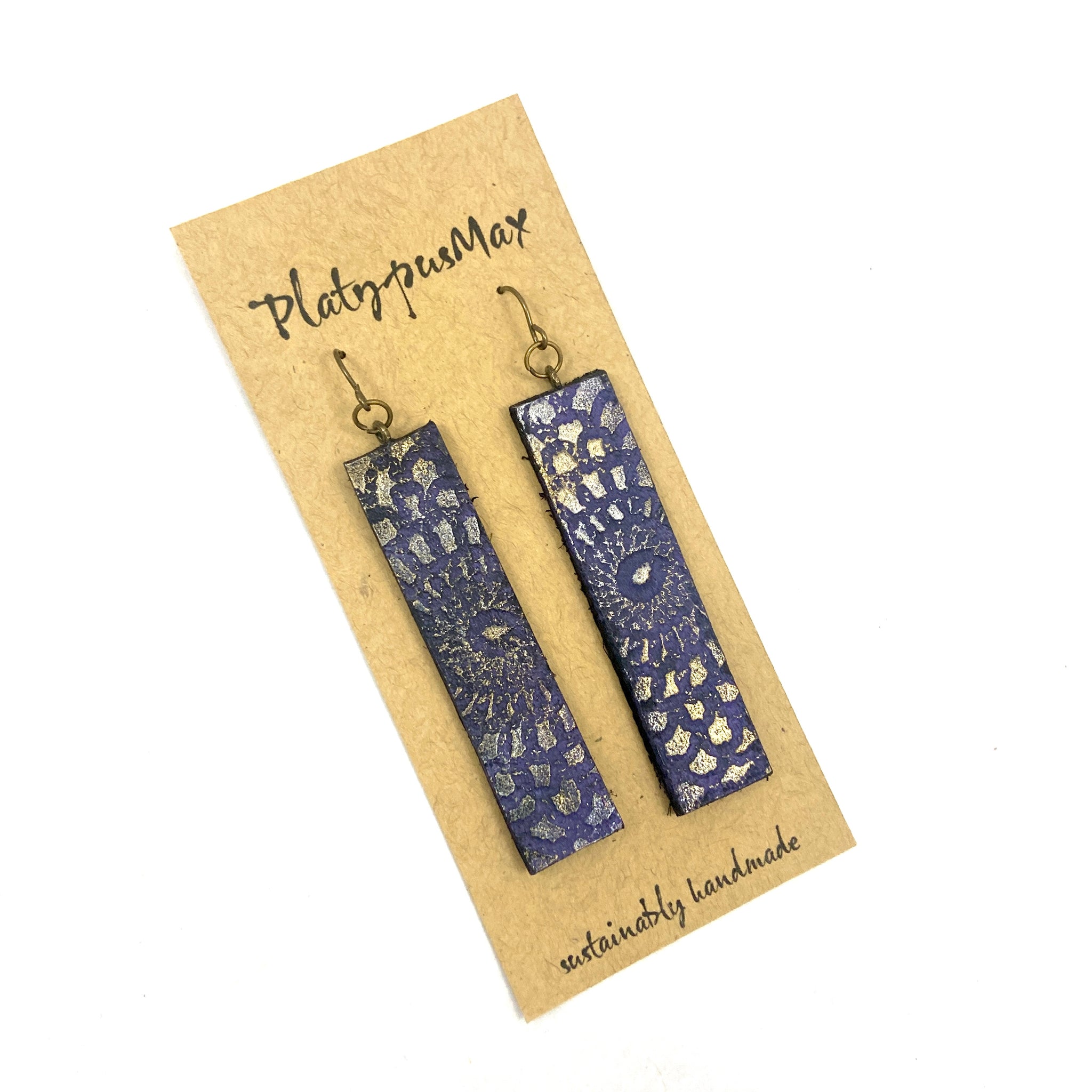 Purple Mandala Shimmer Bar Earrings - Platypus Max